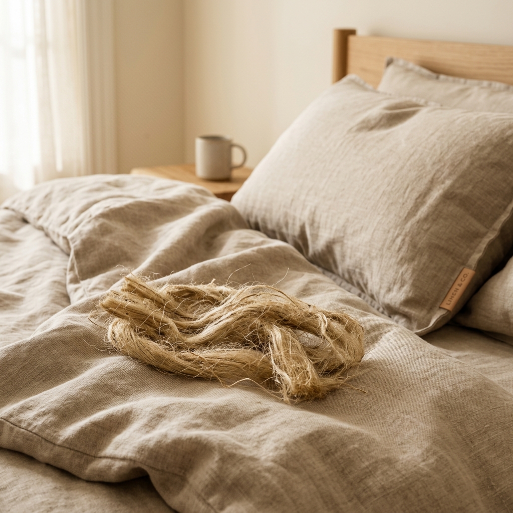 The Undyed Bed in raw flax linen